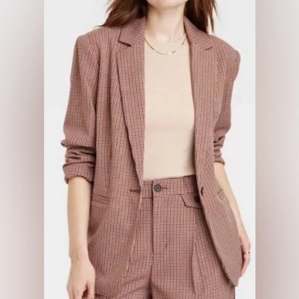 a new day Burgundy Checkered Women’s Pant Suit